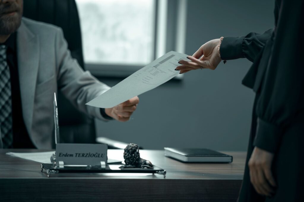 Business professional receiving job offer