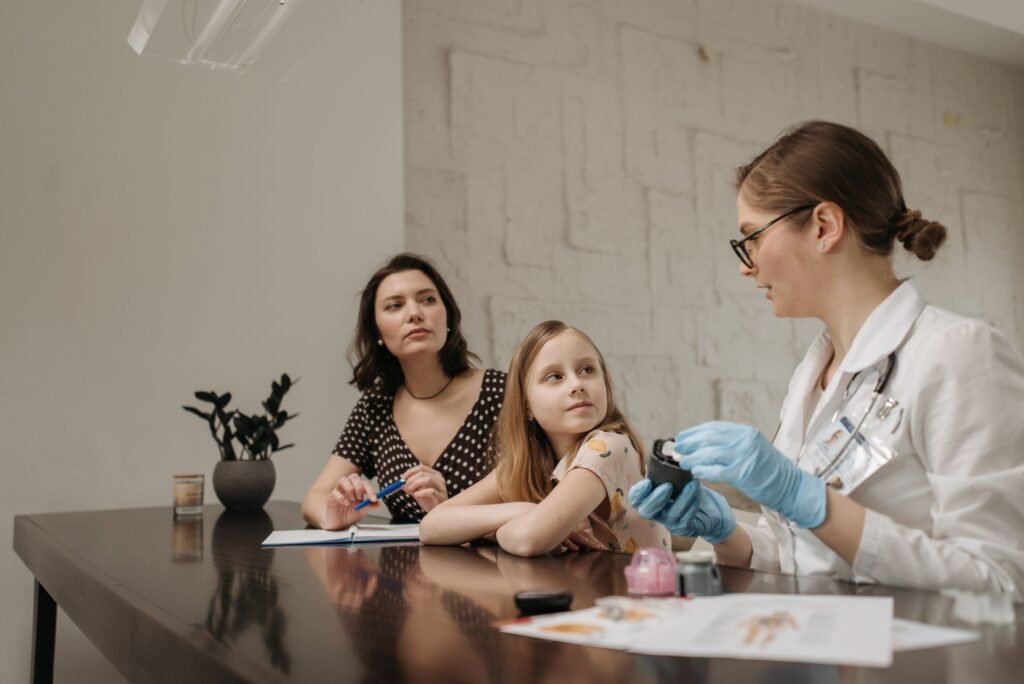 A family reviewing their health expenses together