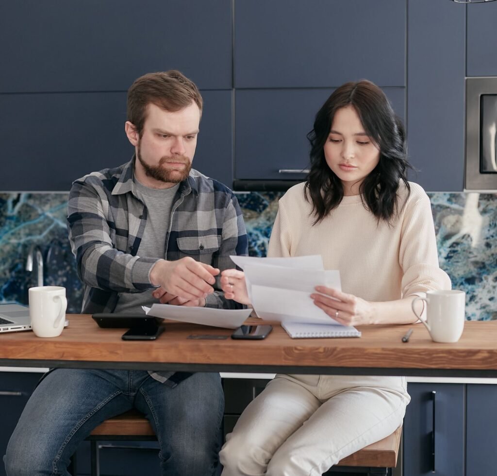 A family working together on a budget plan