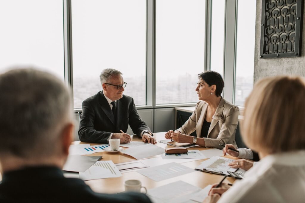 A professional meeting discussing salary negotiations